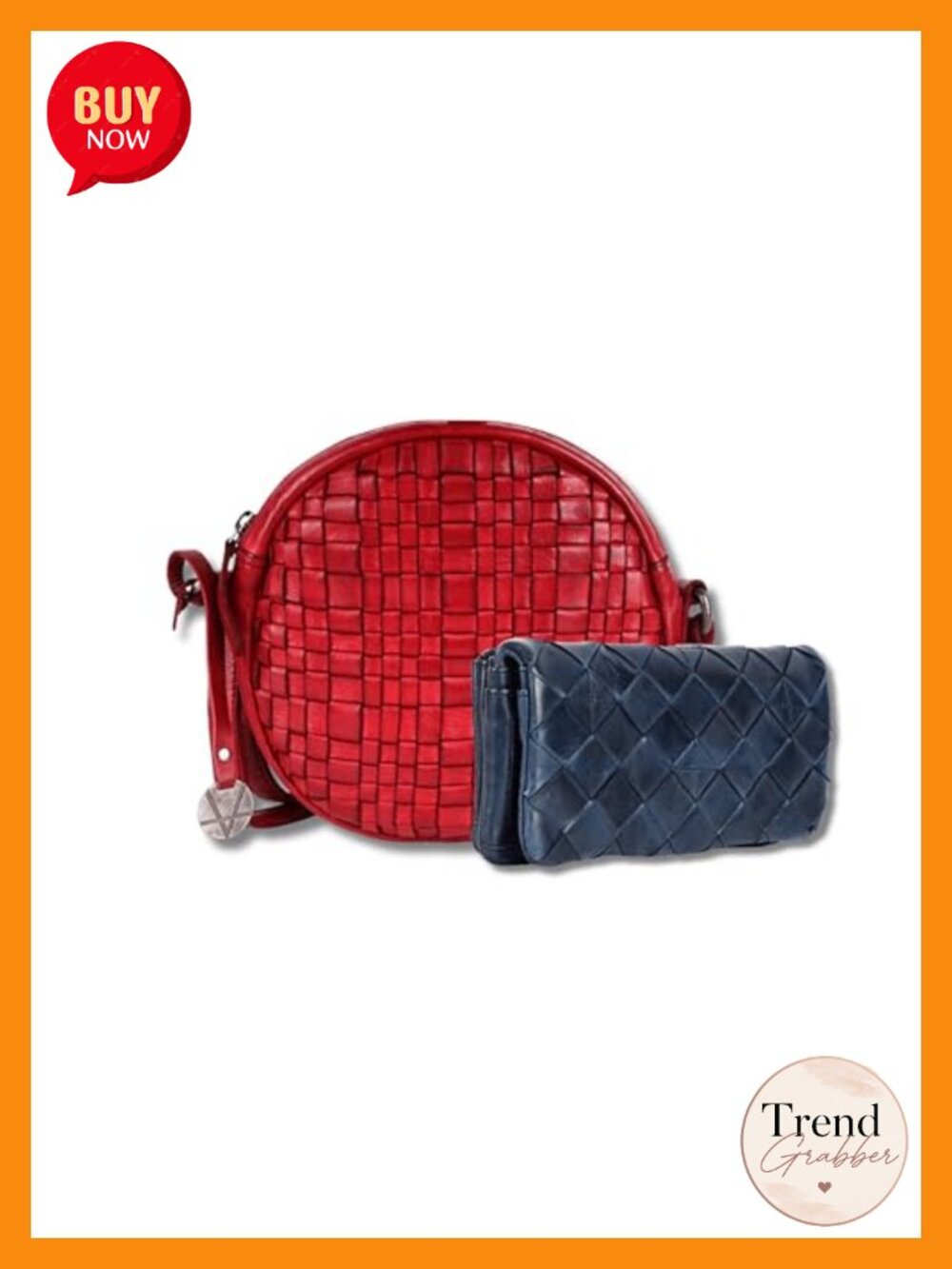 Genuine Leather Crossbody Bag & Wallet Set Zipper Coin Purse
